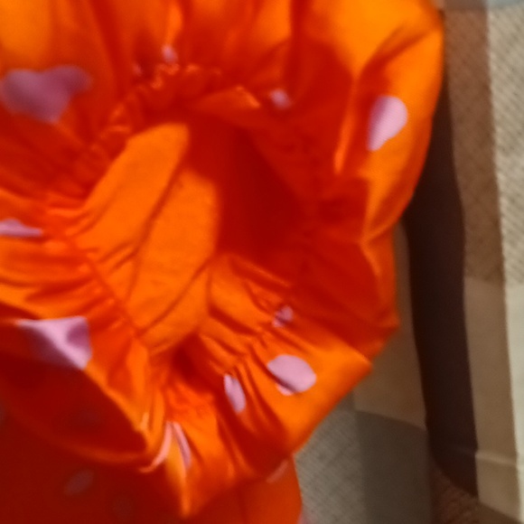 THML polyester orange/lavender splotched blouse w puffer sleeves/crewneck XS - Picture 10 of 11